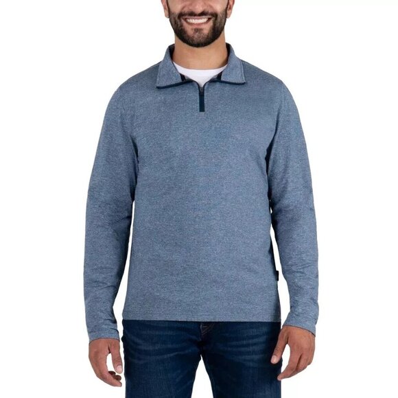 NEW Gerry Men's L Long Sleeve 1/4 Zip Pullover Mock neck Sweatshirt Blend Blue - Picture 1 of 9
